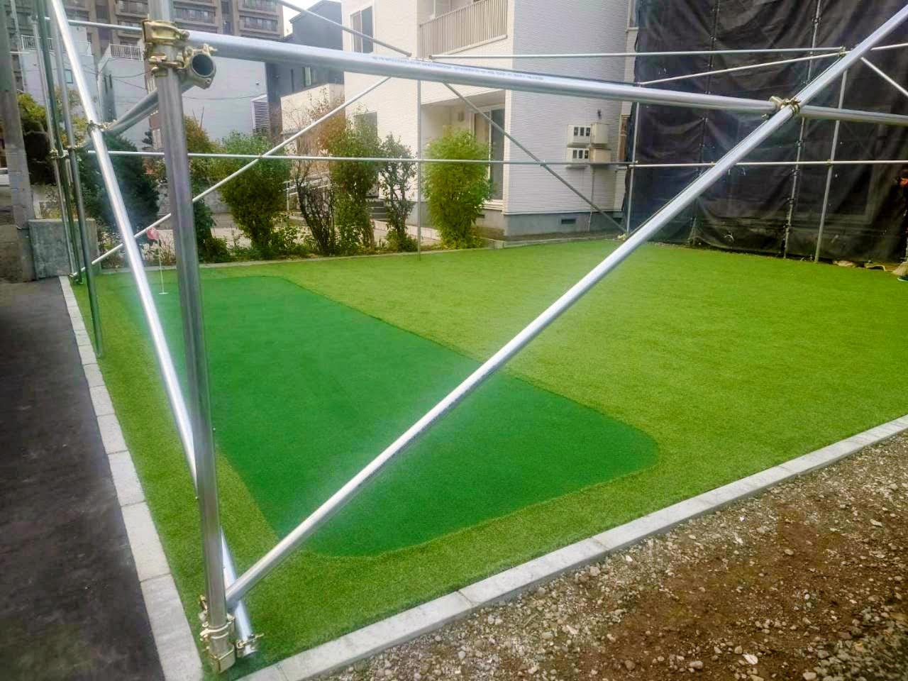 中央区　防球ネット施工及び人工芝敷設